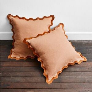 Bed Threads Terracotta & Rust Linen Scalloped European Pillowcases